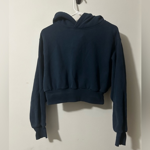 TNA Cozy AF Fleece Blue Cropped Hoodie - Picture 1 of 3